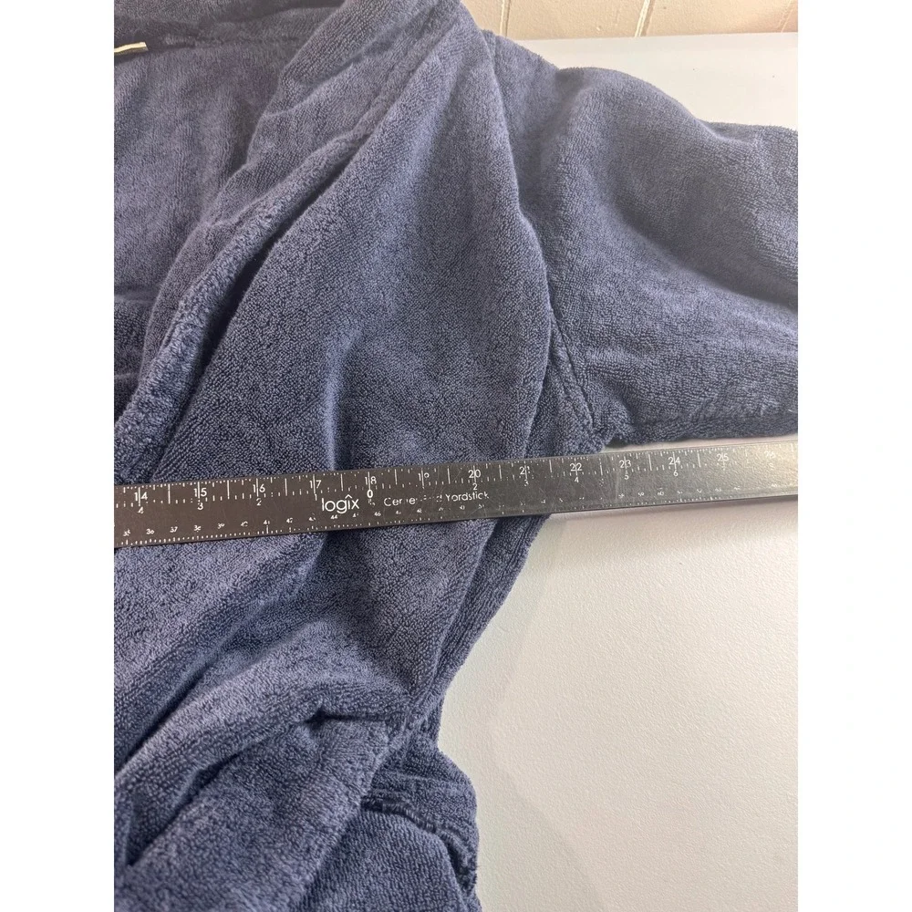 L.L. Bean Robe Mens XL Navy Blue EUC Terry Cloth Cotton Shawl Collar Belted